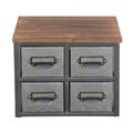 H2H Short Galvanized 4 Drawer Vertical Organizer with Label Scoop Handle - Metal Frame & Wood Top H22546559